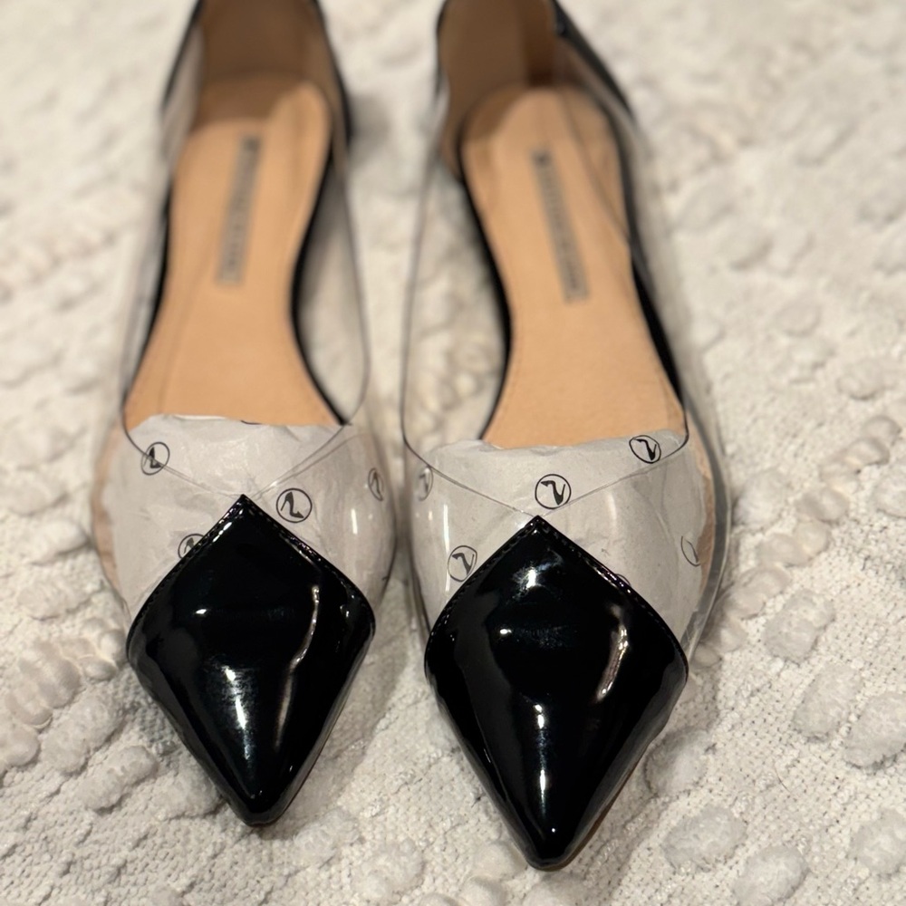 Black Flats with Glossy Patent Toe
